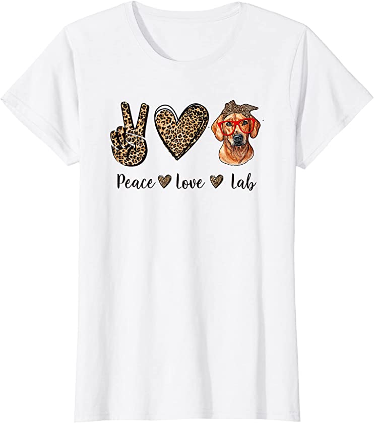 Womens Funny Peace Love Labrador For Labrador Lover Leopard T-Shirt