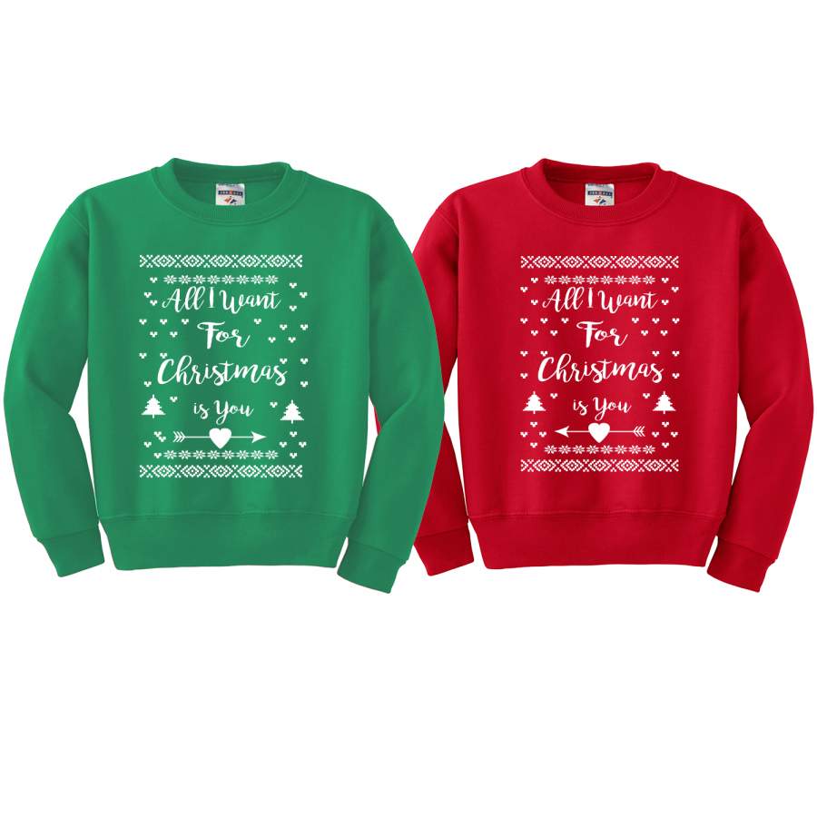 All I Want for Christmas Is You | Cute Matching Couples Ugly Sweater Set