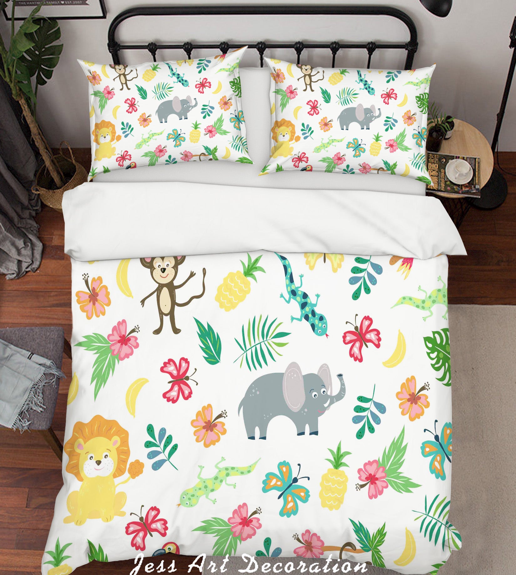 3D Color Cartoon Animals Flowers Pattern Quilt Cover Set Bedding Set Pillowcases  184