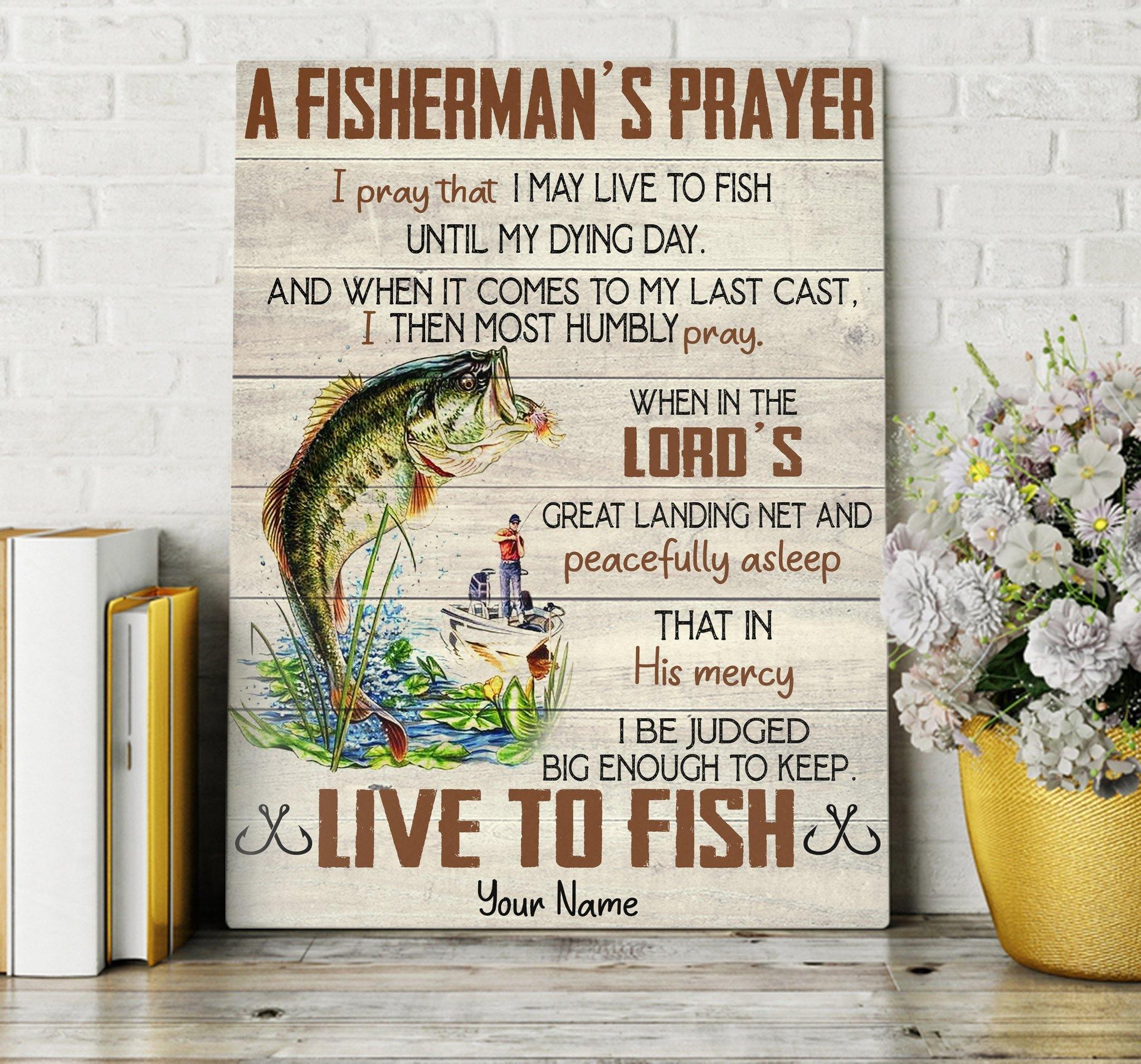 [Personalized Name] Fisherman’S Prayer With Heart Gift For Family Home Decor Wall Art Canvas Memorial Home Decor