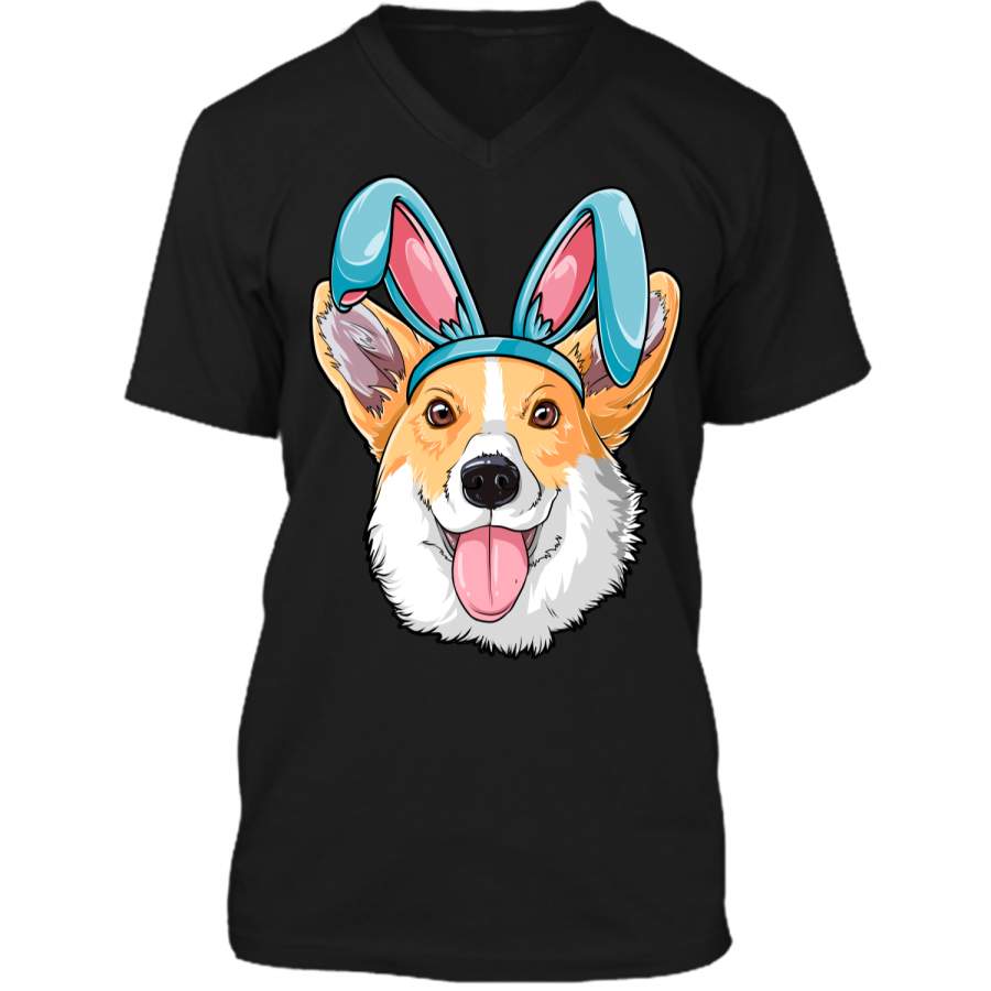 Easter Bunny Corgi T shirt Dog Boys Girl Kids Men Women Tee Mens Printed V-Neck T