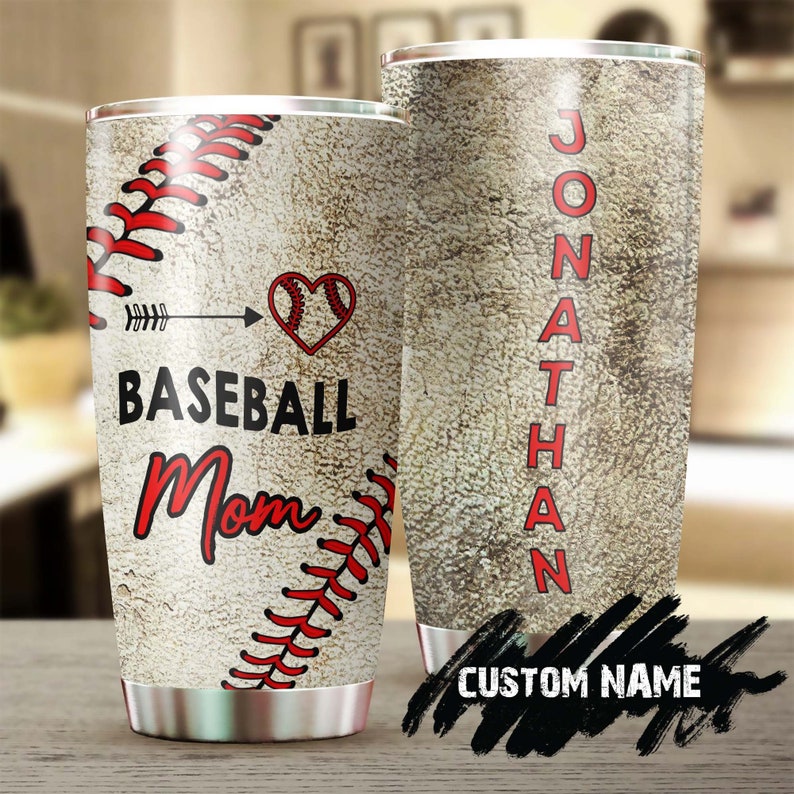 Baseball Mom Heart Funny Cute Personalized Tumbler-Birthday Gift Christmas Gift Mother’S Day Gift For Baseball Mom