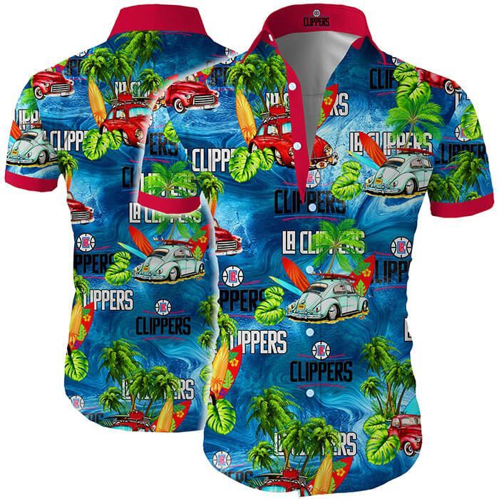 La Clippers Hawaii Shirt Tropical Flower Short Sleeve Slim Fit Body Ha95351