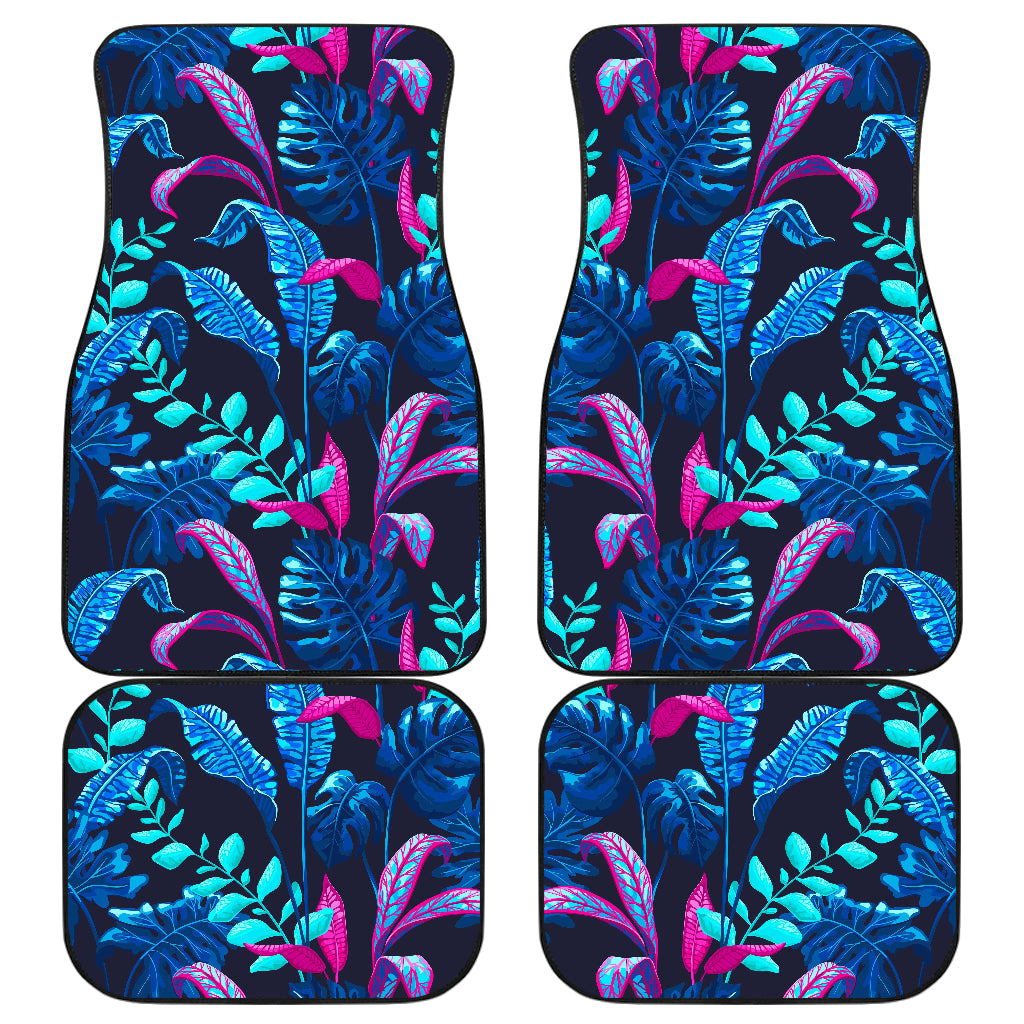 Turquoise Hawaii Tropical Pattern Print Front And Back Car Floor Mats, Front Car Mat