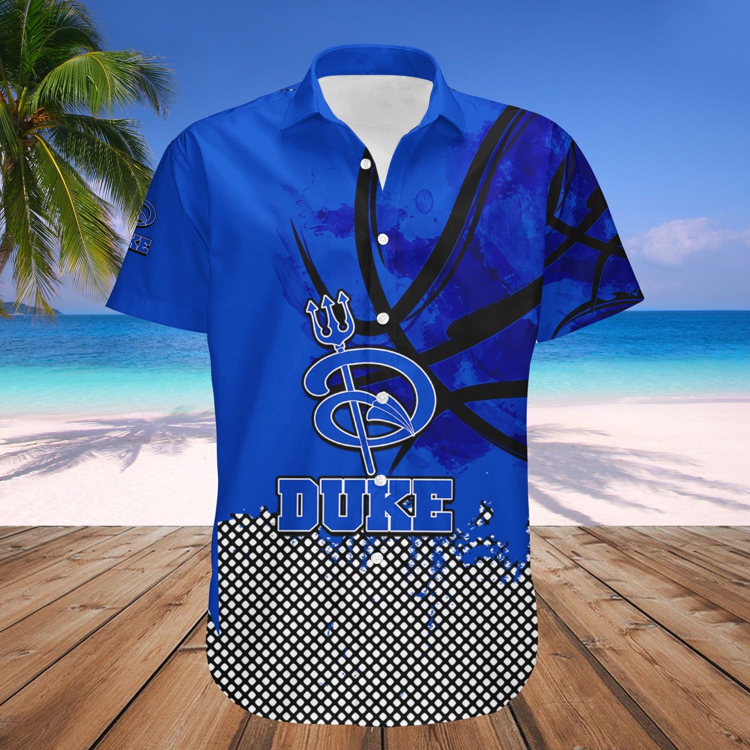 Duke Blue Devils Hawaii Shirt Basketball Net Grunge Pattern – NCCA