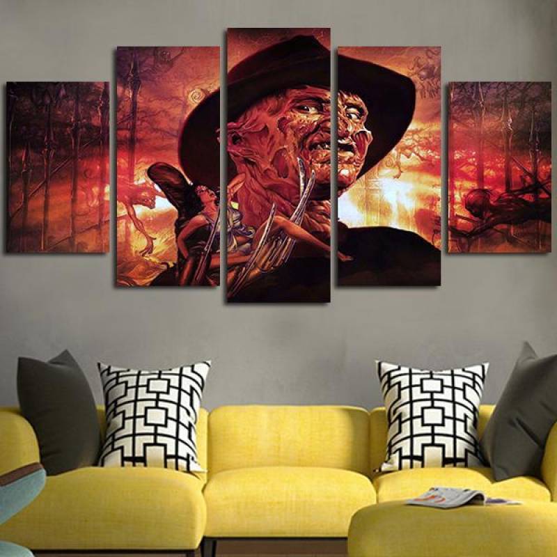 5 Panel A Nightmare On Elm Street Freddy Krueger Paint Wall Art Canvas