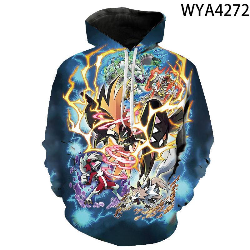 3D Printing Fashion Pokemon Hoodies – Cartoon Anime Sweatshirt Pullover