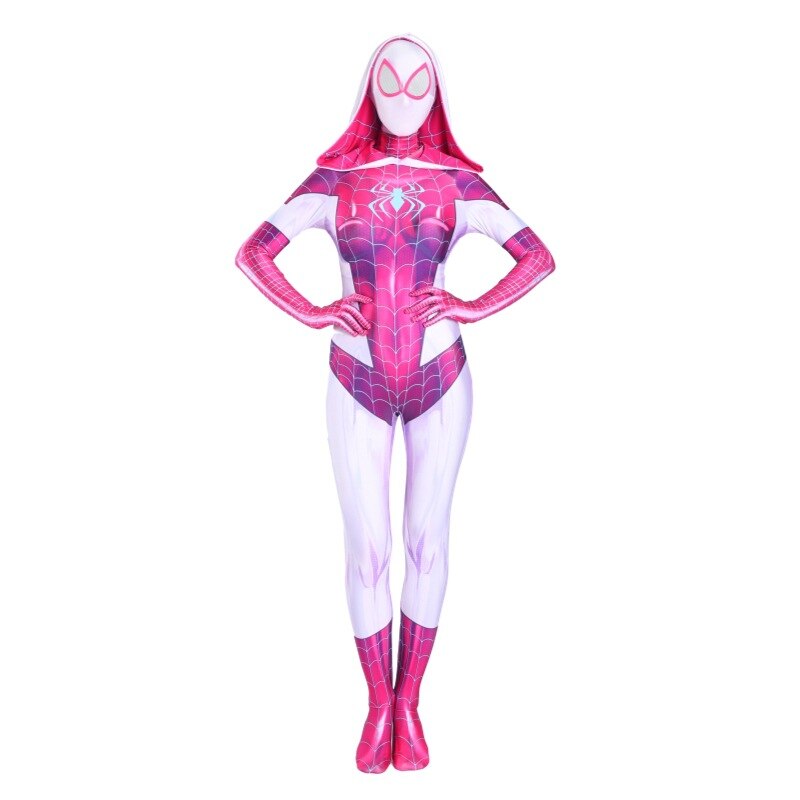 Women Spider Gwen Stacy Spandex Jumpsuits Girl Zentai Costume For Halloween Cosplay Female Spider Suit For Kids Costumes alx