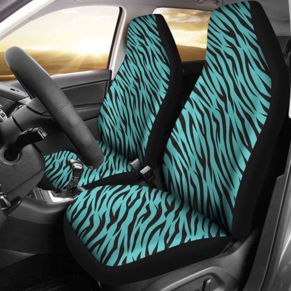 Turquoise Teal Zebra Stripe Animal Print Car Seat Covers 194013