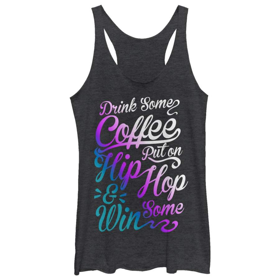 CHIN UP Women’s Coffee and Hip Hop Cursive  Racerback Tank