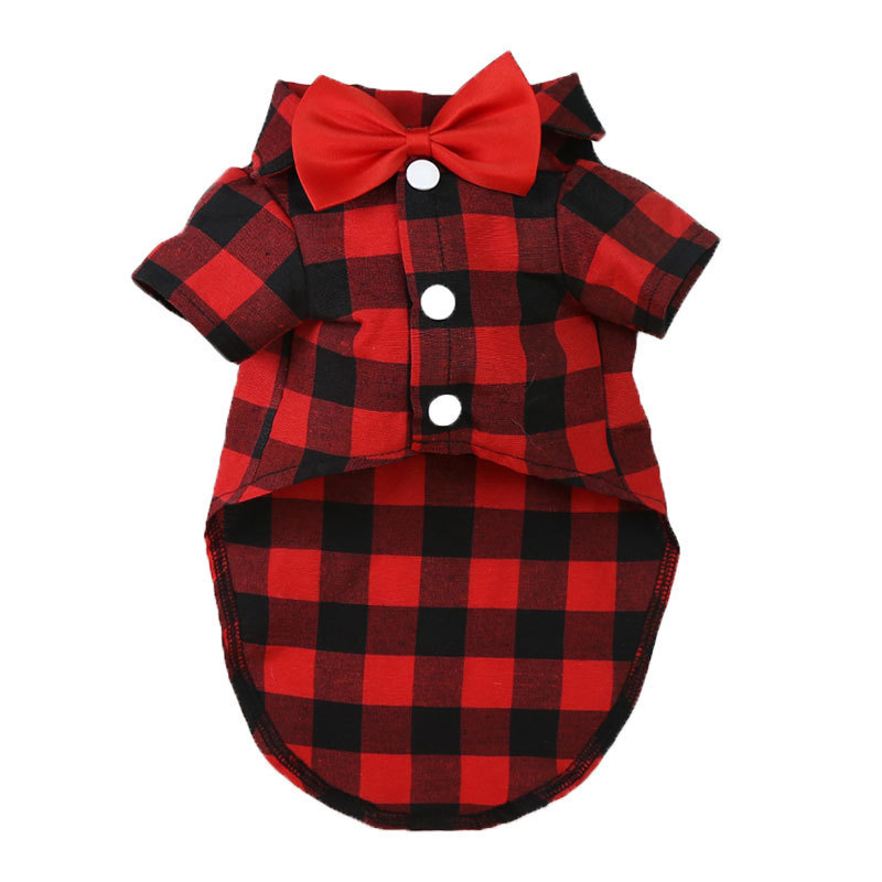 Pet Clothes Dogs Plaid Striped Shirt Suit Wedding Dress Puppy Coat Teddy Bear Pomeranian Vest Small-Medium Dog Cat Pet Costume alx