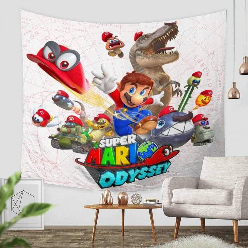 3D Custom Super Mario Odyssey Tapestry Throw Wall Hanging Bedspread