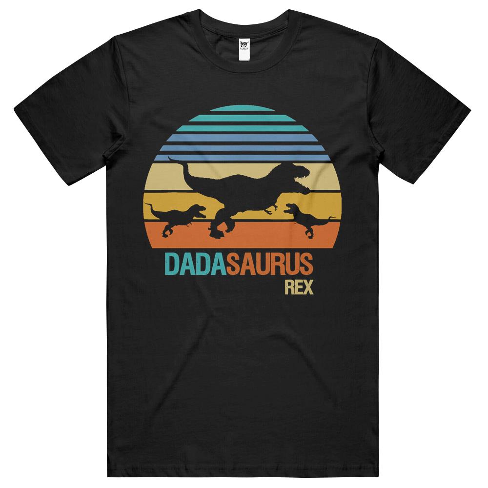 Retro Sunset Dadasaurus, Dad Dino Dinosaur Fathers Day Gift T Shirts