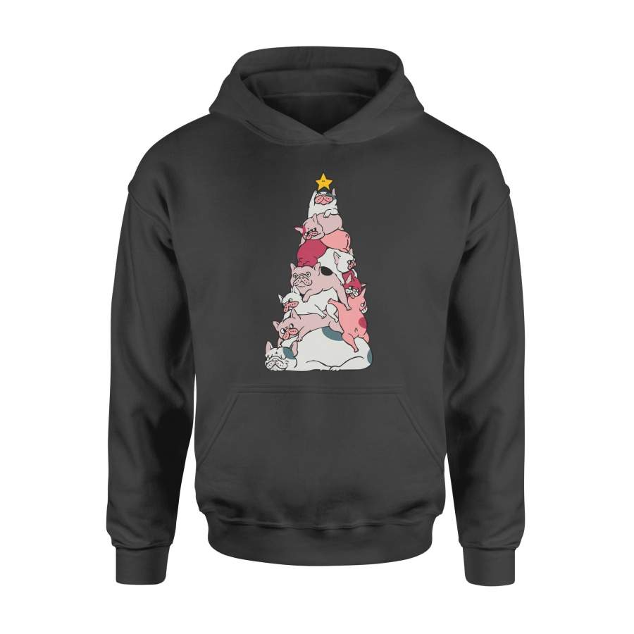 Cute Funny Christmas Tree French Bulldog Hoodie shirts Funny Christmas Shirts – SPH112