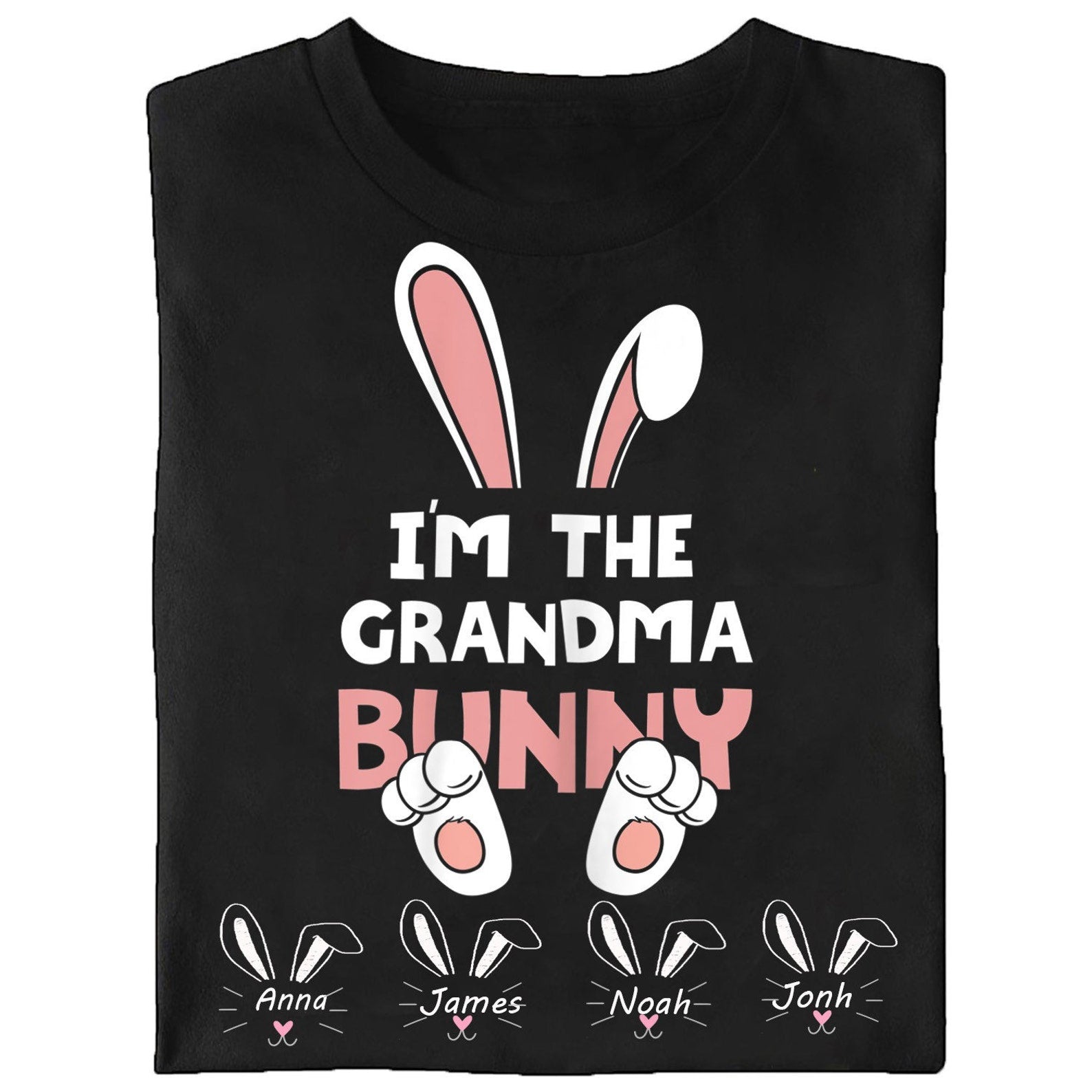 Personalized T-Shirt I’M The Grandma Bunny Cute Bunny Printed Custom Grandkids Name Happy Easter Day Shirt