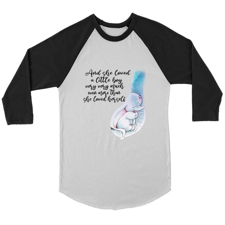 And She Loved A Little Boy Very Very Much Even More Than She Loved Herself, Elephant Design, Mother’s Day Gift – Canvas 3/4 Raglan Shirt