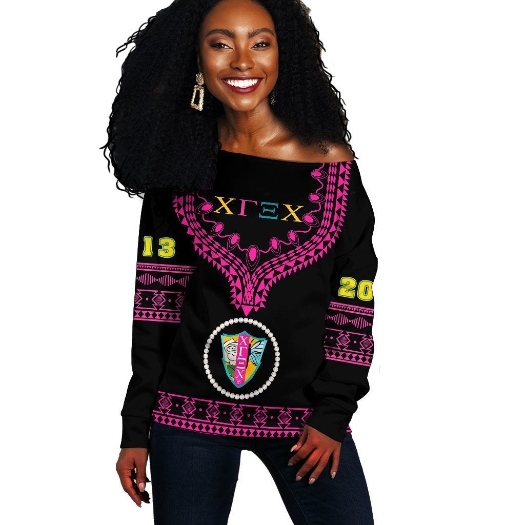 Wonder Print Shop Sweater – Chi Gamma Xi Chi Dashiki Off Shoulder – Alva Style