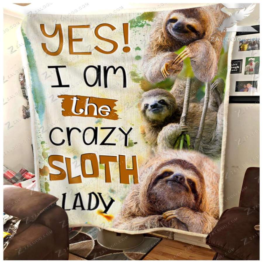 Zalooo – Fleece Blanket – Sloth – Crazy Sloth Lady