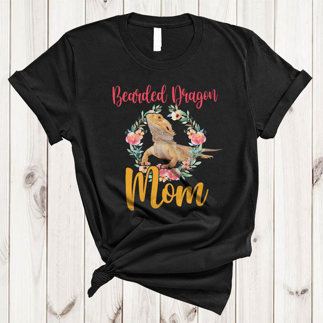 Bearded Dragon Mom Funny Floral Flowers Mother’S Day Leopard Plaid Animal Family T-Shirt