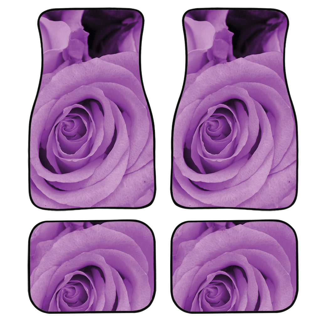 Purple Rose Print Front And Back Car Floor Mats, Front Car Mat