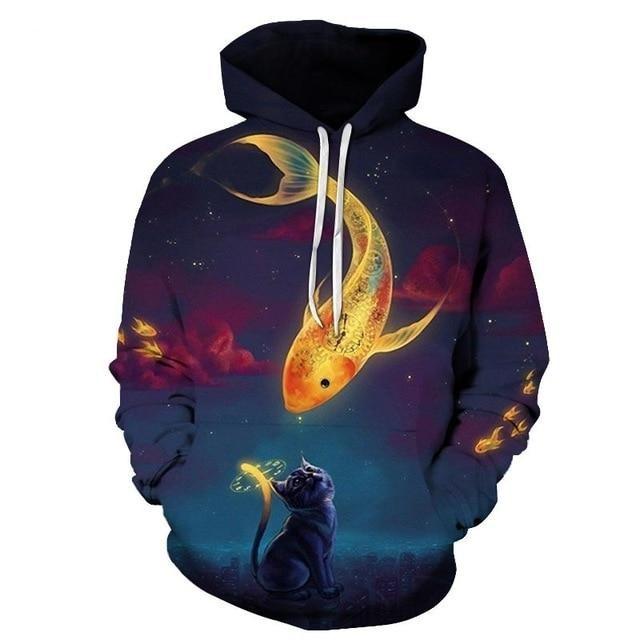 Goldfish and Cat Hoodie