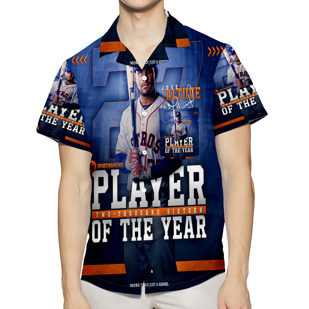 Houston Astros Jose Altuve 27 V4 3D All Over Print Summer Beach Hawaiian Shirt With Pocket