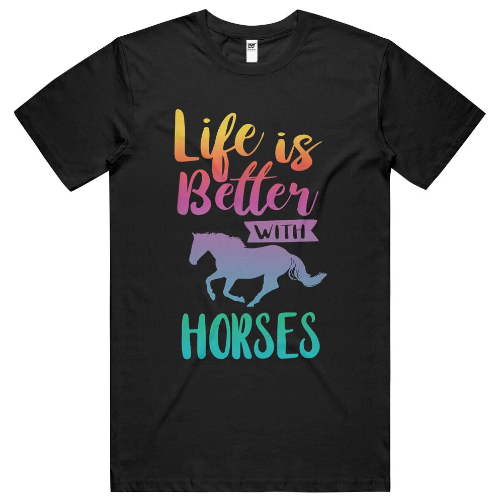 Cute Life Is Better With Horses Horseback Riding T Shirts