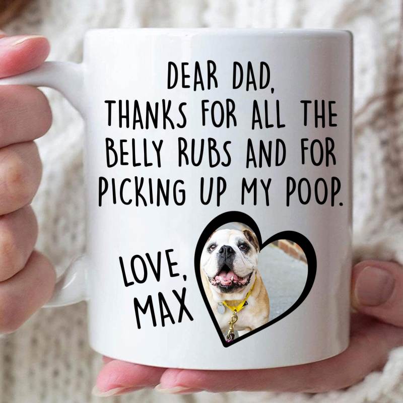 Personalized Fathers Day Dog Dad Mugs, Custom Dog Dad Gifts