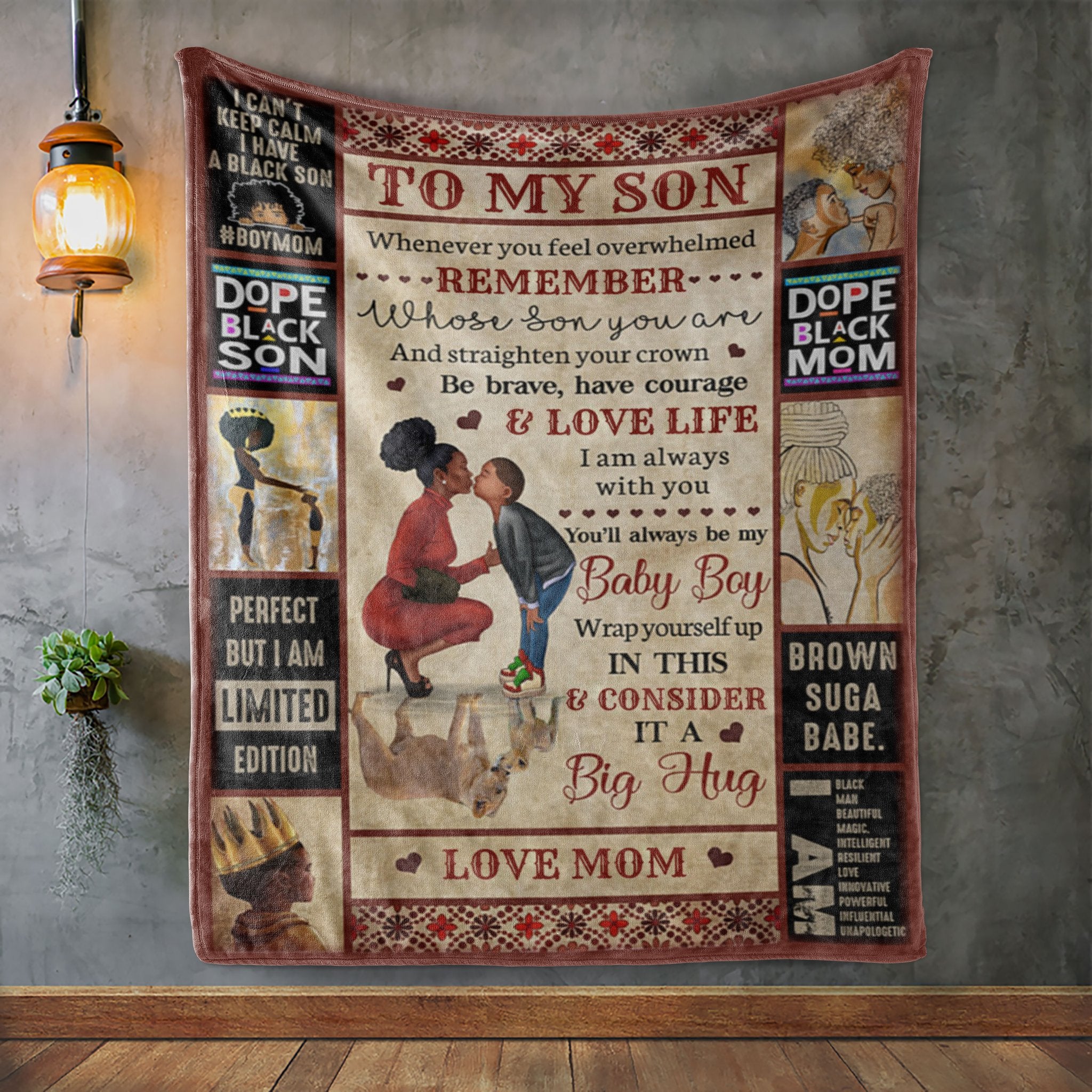 African Gift For Son From Mom, Black Son Gift, To My Son From Black Mom Premium Fleece Blanket