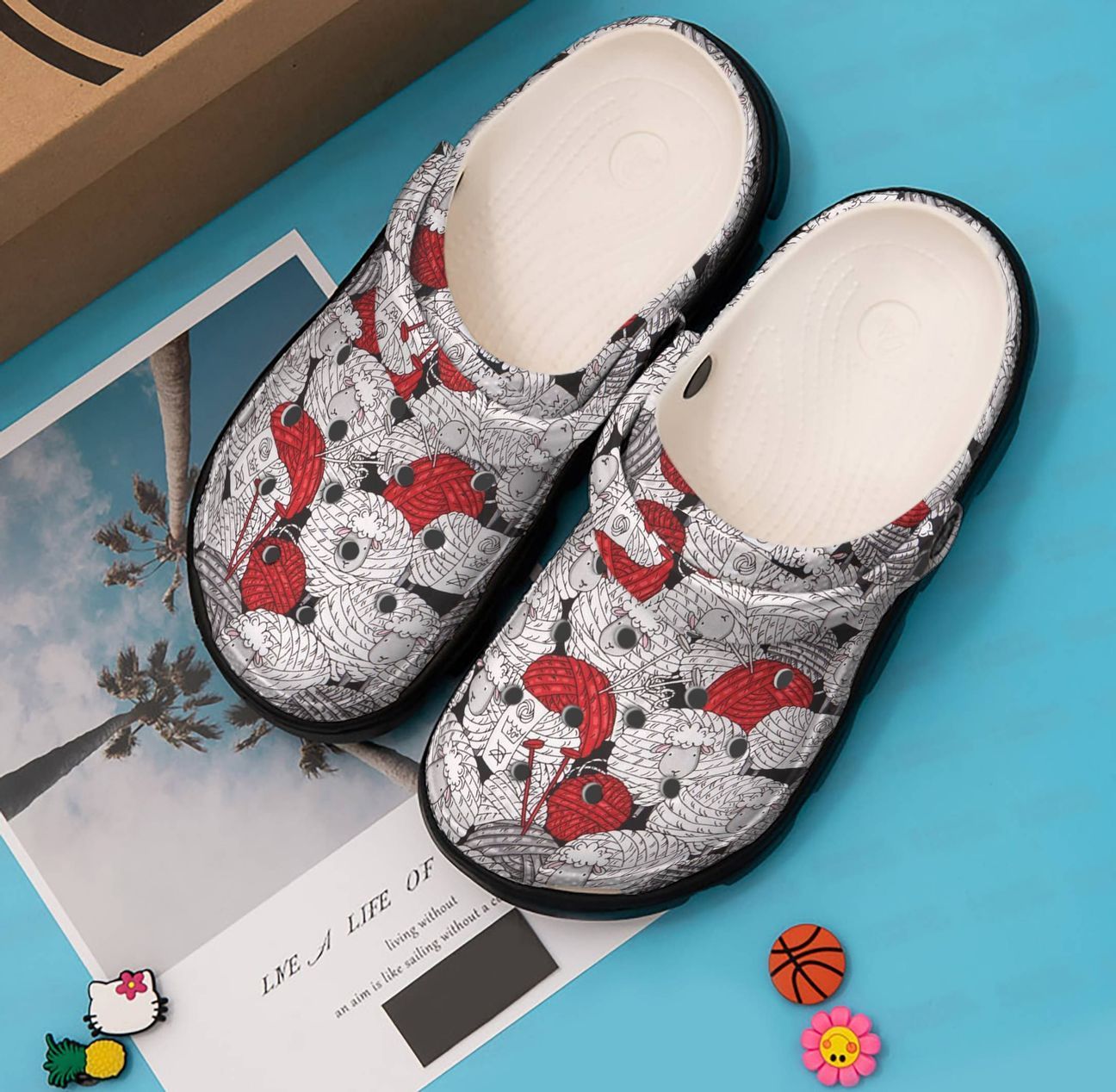 Knitting Personalized Clog, Custom Name, Text, Color, Number Fashion Style For Women, Men, Kid, Print 3D Sheep Knitting Yarn