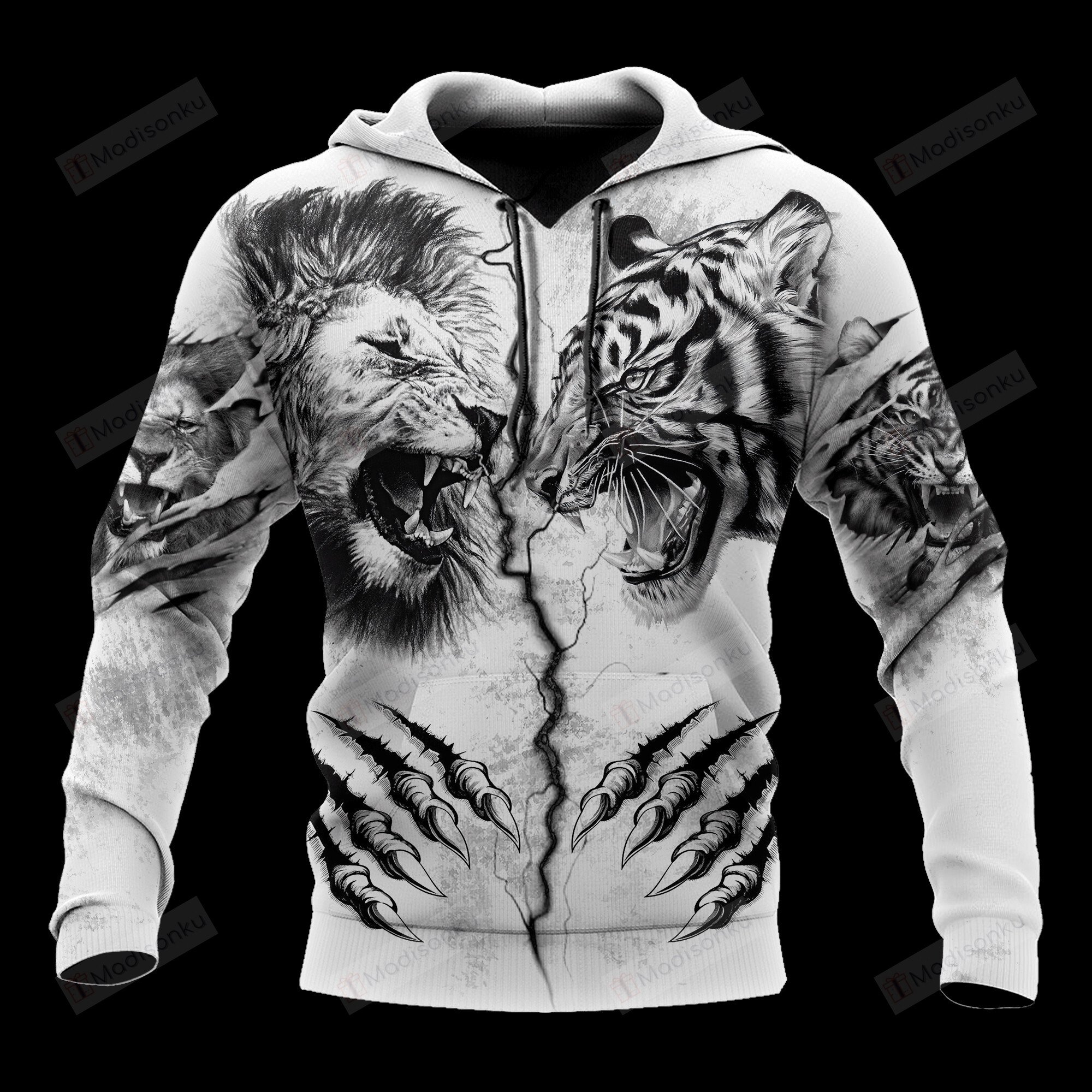 Tiger Vs Lion Tattoo 3D All Over Printed Hoodie, Zip- Up Hoodie