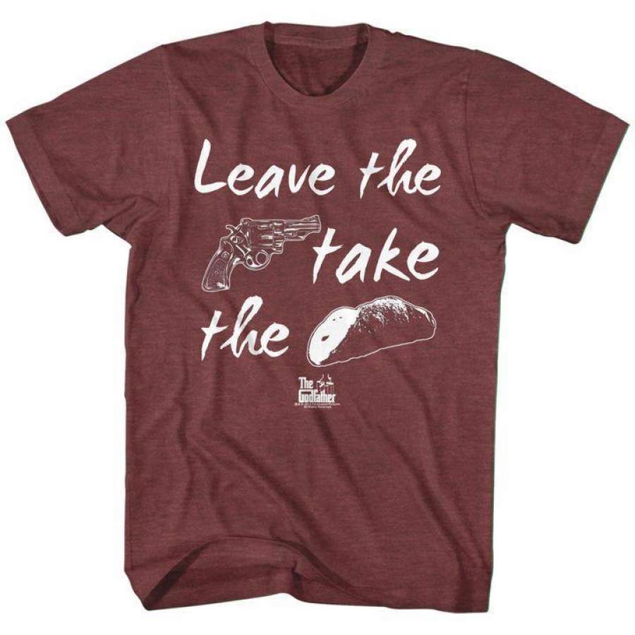 The Godfather Leave The Gun Take The Cannoli Mens T Shirt Vintage Maroon Heather