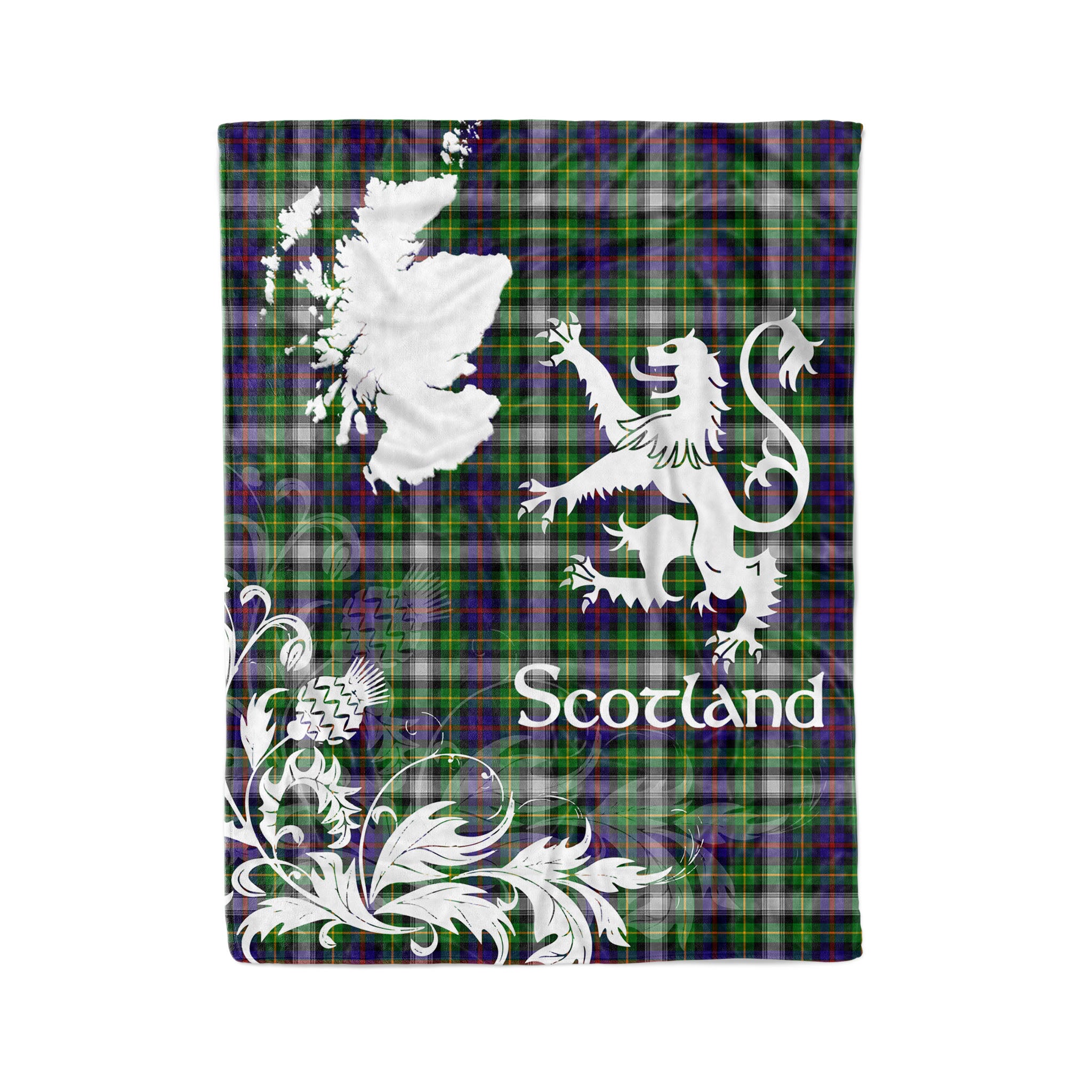 Tartan Plaid Fleece Blanket Tartan Blanket Thistle And Lion Scottish Clan Farquharson Plaid Blanket