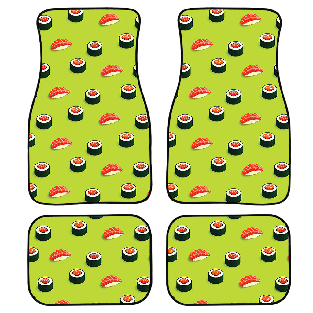 Salmon Sushi And Rolls Pattern Print Front And Back Car Floor Mats, Front Car Mat