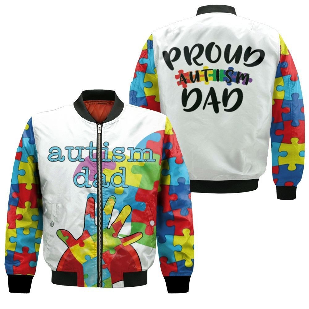 Autism Dad Superhero Shirt Autism Support Bomber Jacket