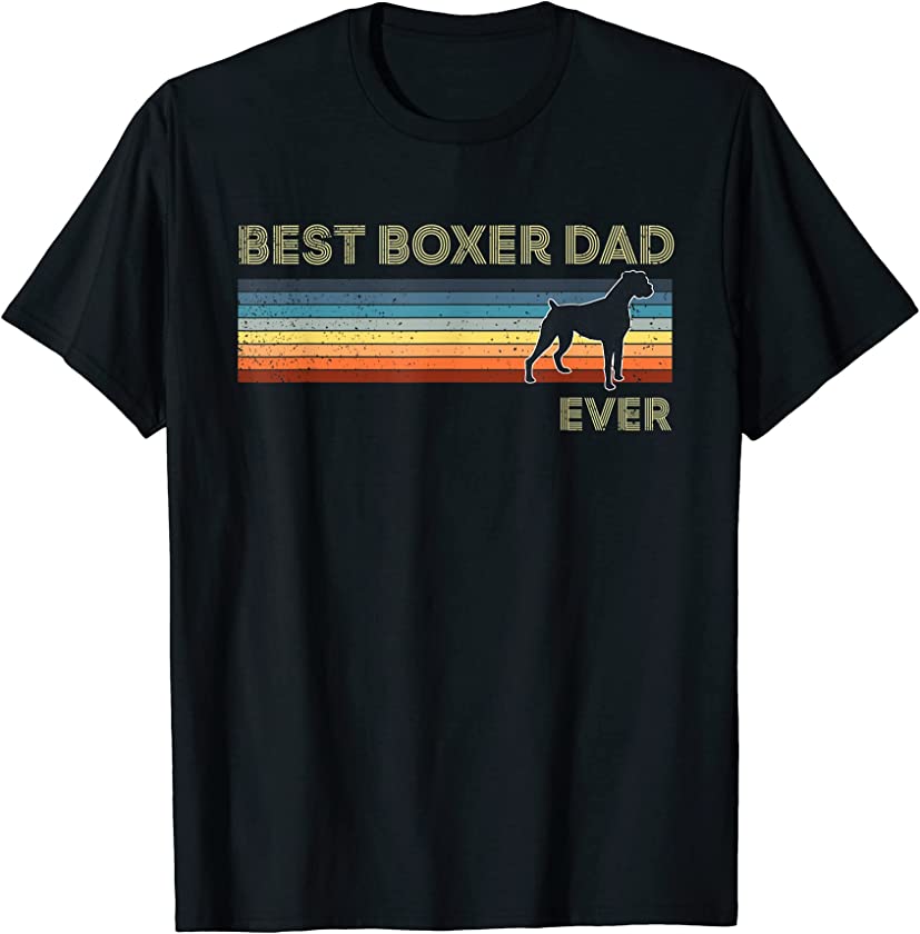 Cute Best Boxer Dog Dad Ever Retro Vintage Gift Puppy Lover T-Shirt