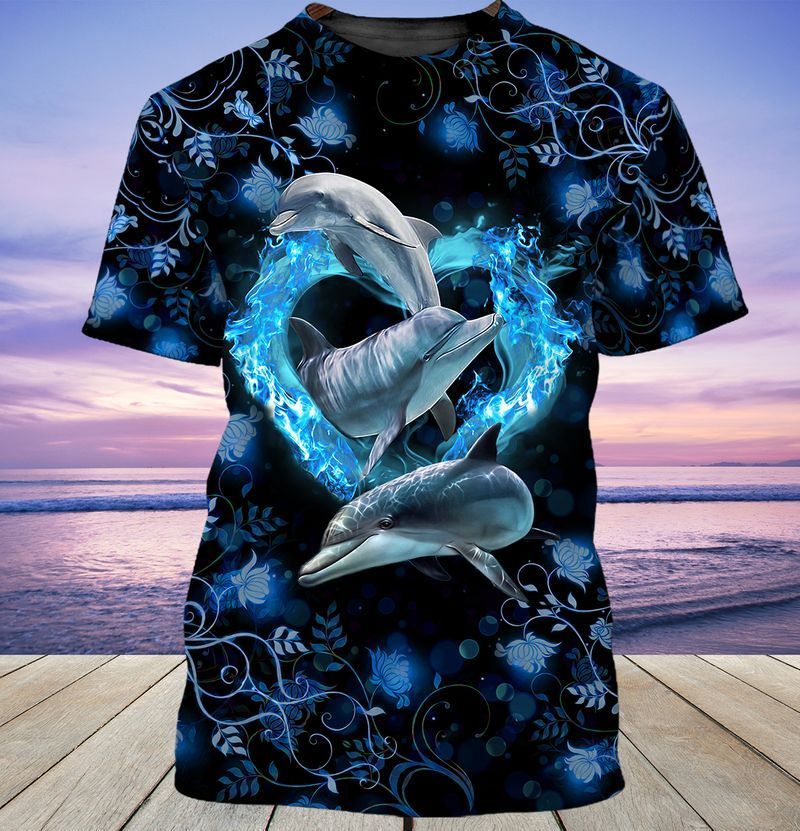 Dolphins Heart 3D Full Print Tshirt