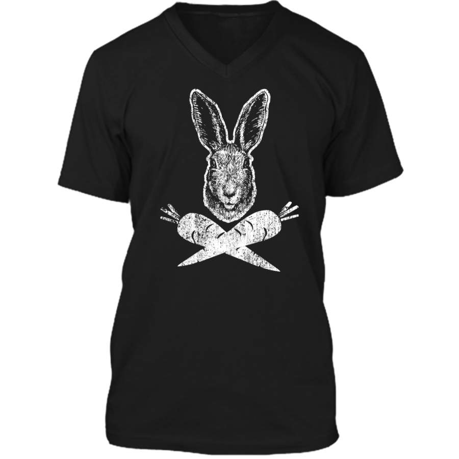 Bunny Skull And Crossbones Hip Easter T-Shirt Mens Printed V-Neck T