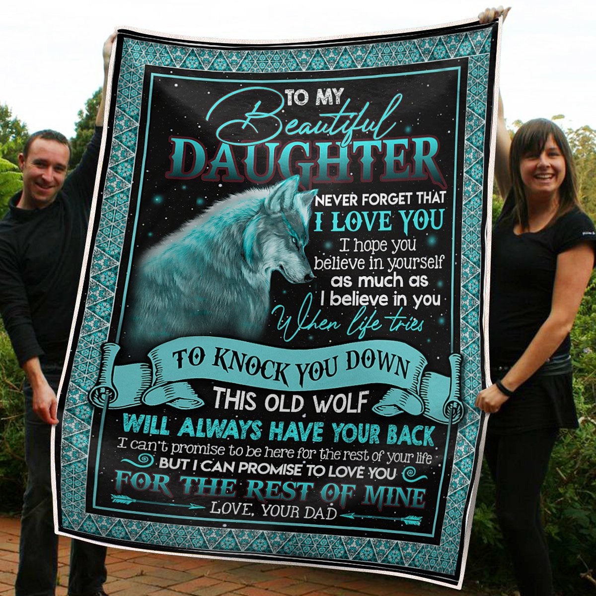 To My Daughter Blanket Old Wolf Love You For The Rest Of My Life Gift From Dad Fleece Blanket