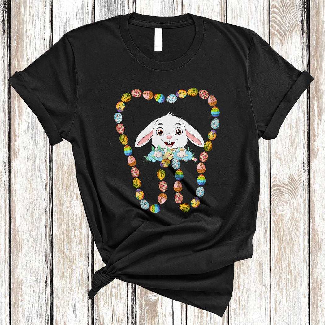 Cute Bunny With Easter Eggs Tooth Shape Cute Easter Day Dental Hygienist Dentist Lover Gifts T-Shirt