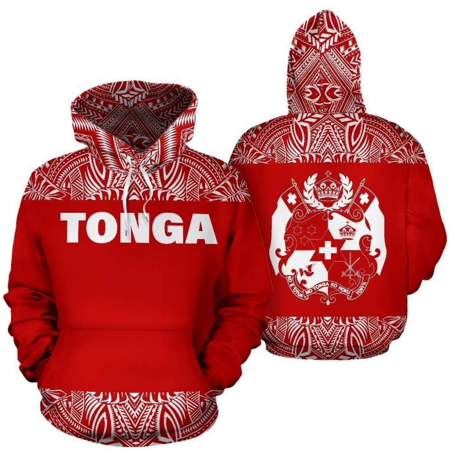 Tonga All Over Hoodie – Polynesian Red And White – BN09