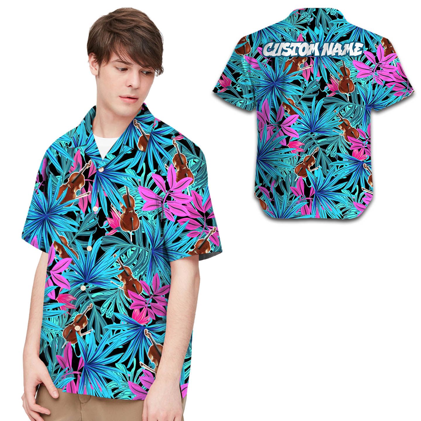 Cello Tropical Leaves Custom Name Men Hawaii Shirt For Music Lovers In Daily Life Ha79853