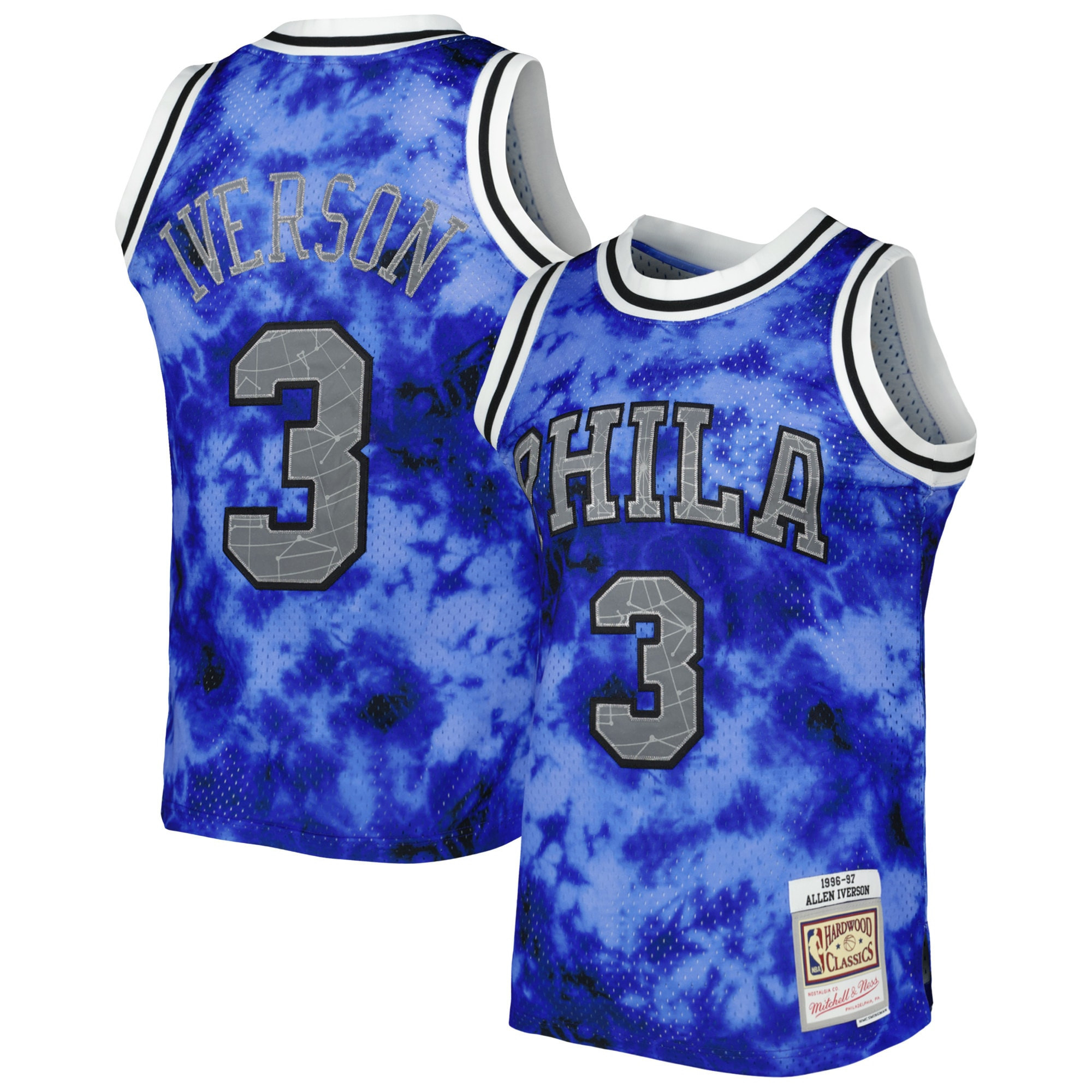 Allen Iverson Philadelphia 76ers Mitchell & Ness 1996-97 Galaxy Swingman Jersey – Royal NBA