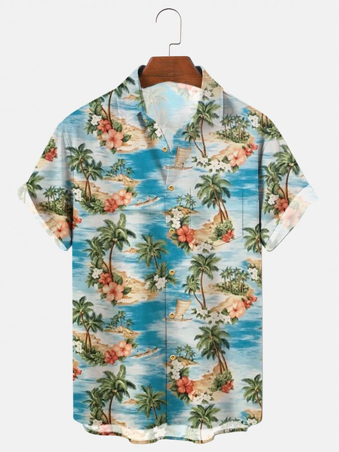 Vintage Beach Palms Print Hawaii Shirt Ha52943