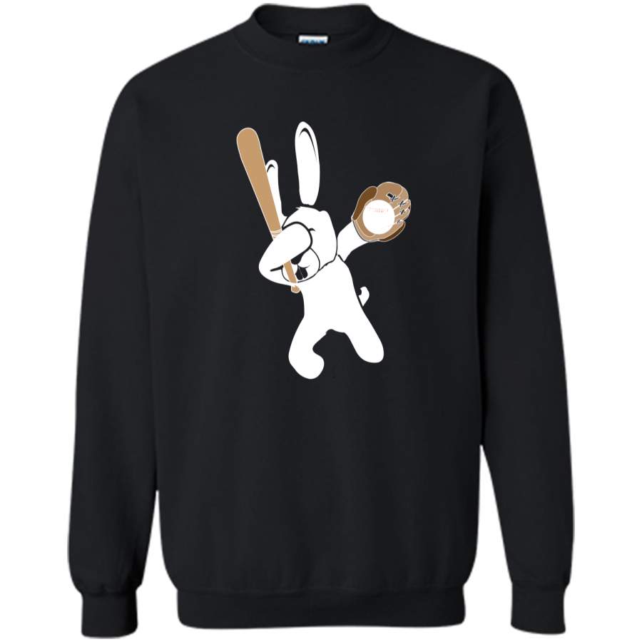 Dabbing Hip Hop Bunny Easter Shirt Dab Baseball Rabbit Dance Printed Crewneck Pullover Sweatshirt 8 oz