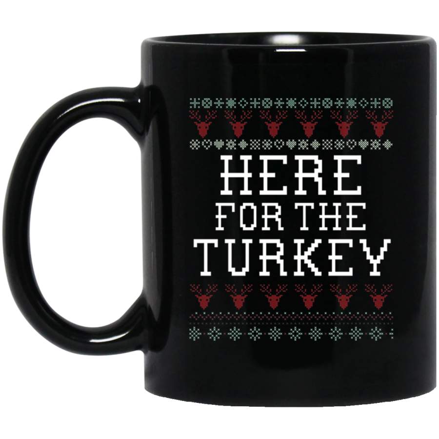 Turkey Funny Holiday Ugly Christmas Sweater 11 oz 15 oz Black Mug