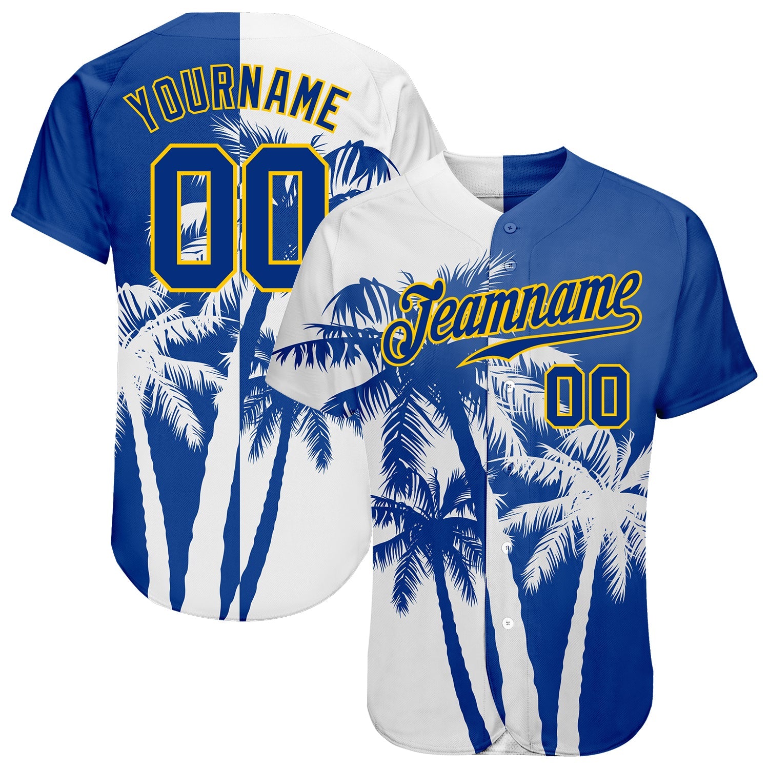 Custom 3D Pattern Design Hawaii Coconut Trees Authentic Baseball Jersey