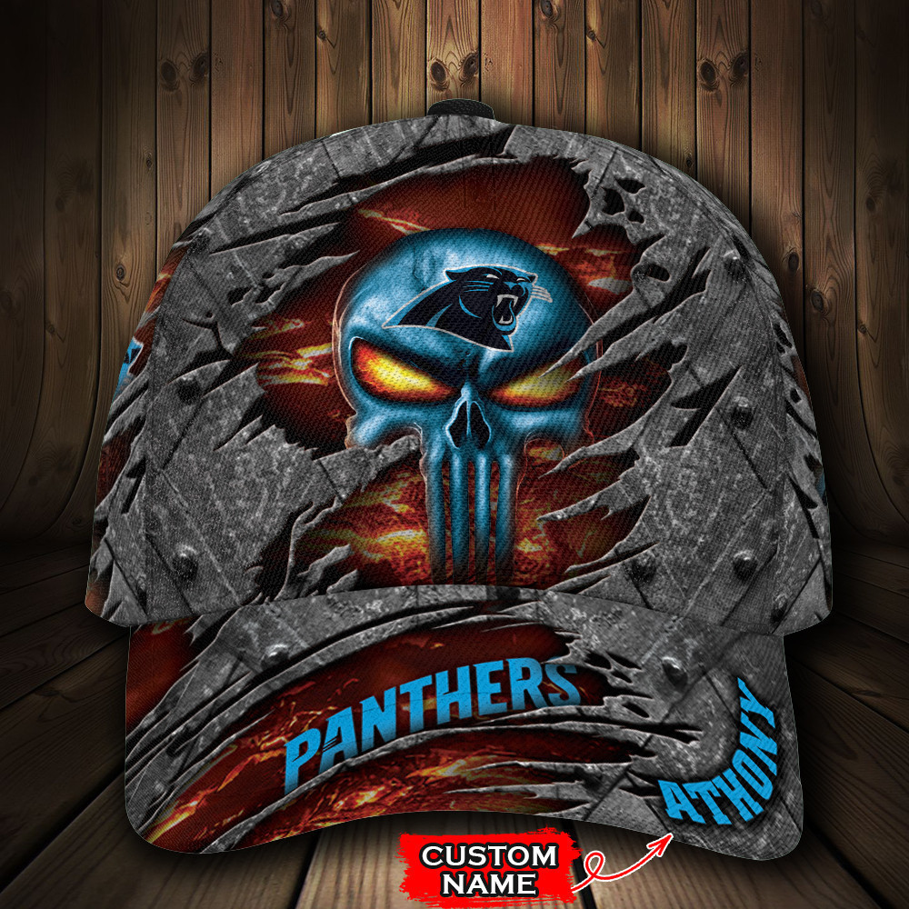 Personalized Carolina Panthers Skull All Over Print 3D Baseball Cap