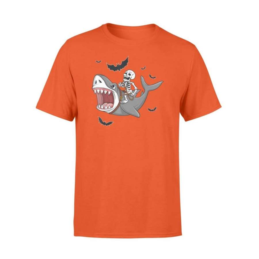 Skeleton Riding Shark Funny Halloween Boys Girls – Standard T-shirt