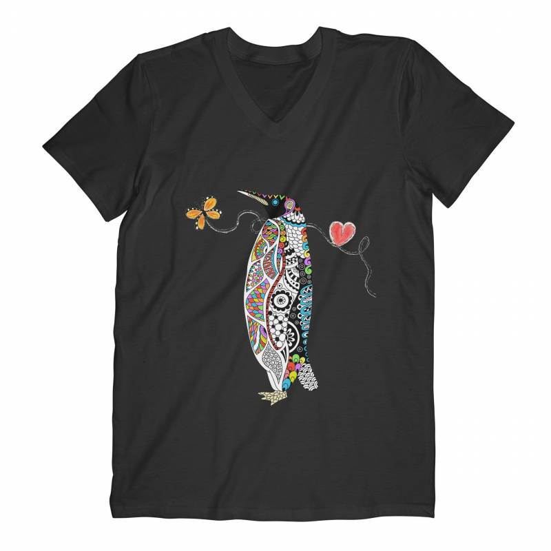 Sunshine89 – Zentangle rainbow penguin – Comfort V-neck